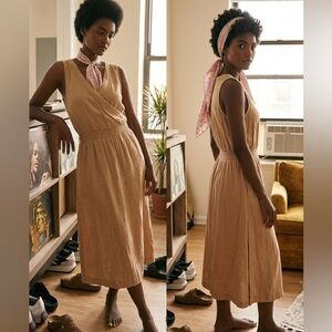 Mustard Wrap Style Midi Dress 
| Awnshee 2PC Edit | Soft Vintage